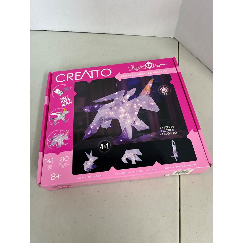 Creatto Sparkle Unicorn & Friends Light Up 4-in-1 Crafting Kit 141pc LED New